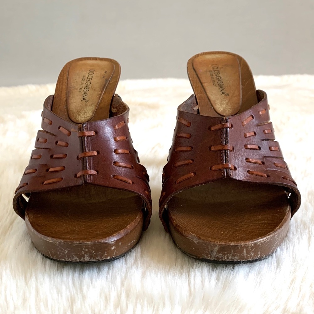 DOLCE & GABBANA Leather Platform Sandals - Picture 5 of 8